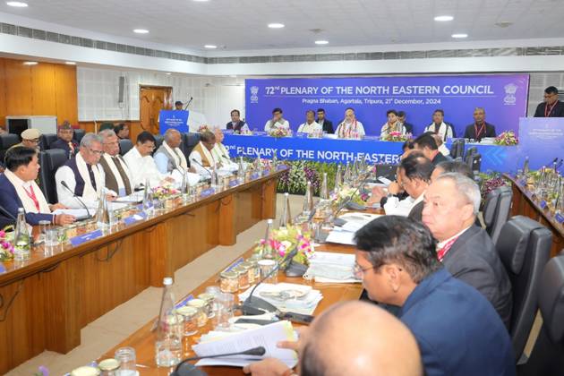 Union Home Minister and Minister of Cooperation Shri Amit Shah addresses the 72ndPlenary meeting of the North Eastern Council (NEC) in Agartala, Tripura Indiawirenow.com