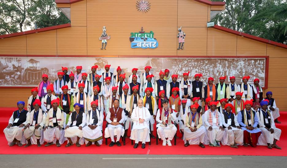 Union Home Minister and Minister of Cooperation Shri Amit Shah met people who gave up arms and joined the mainstream of the society in Jagdalpur, Chhattisgarh today Indiawirenow.com